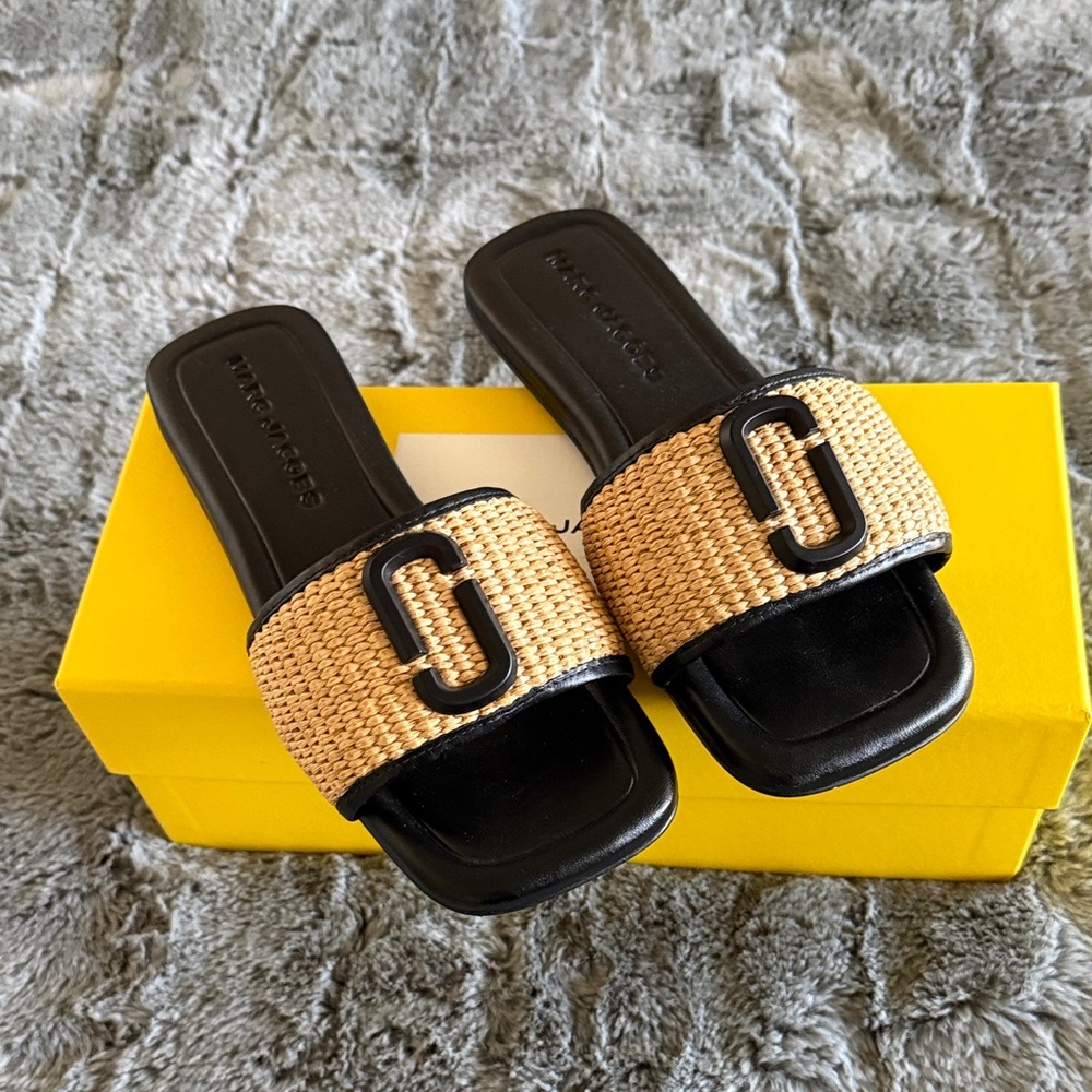 Marc Jacobs Sandals with Black Leather Trim - Size 6 (Will fit size 7-See *Note)